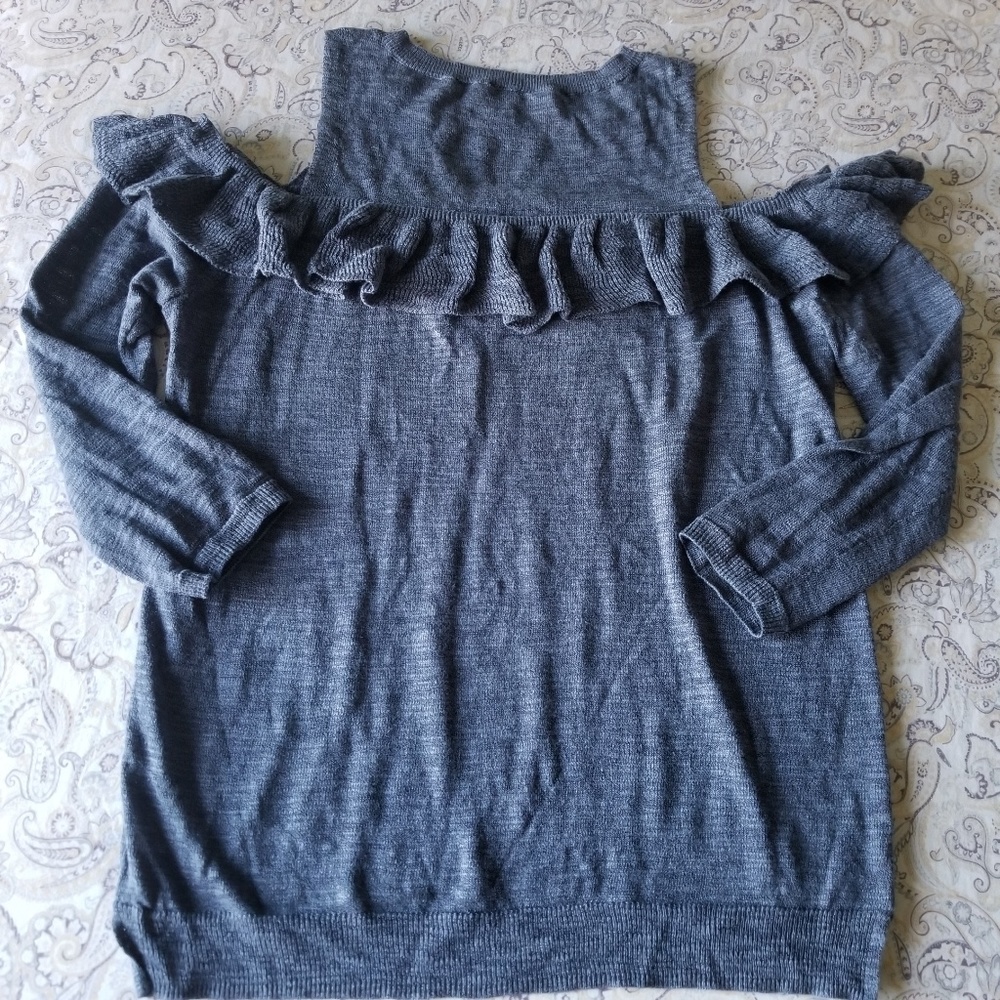 Express Ruffled Cold Shoulder Top